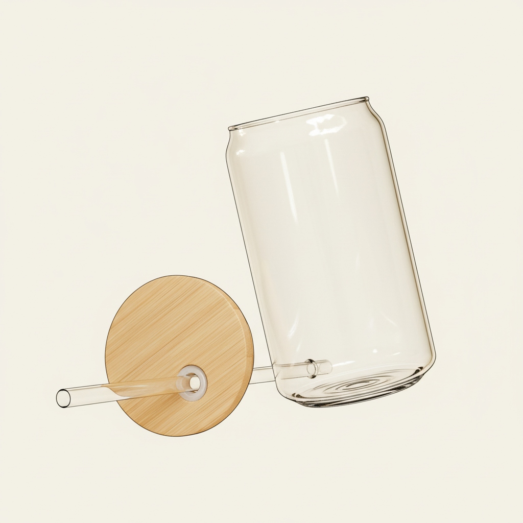 Custom Glass Can with Bamboo Lid